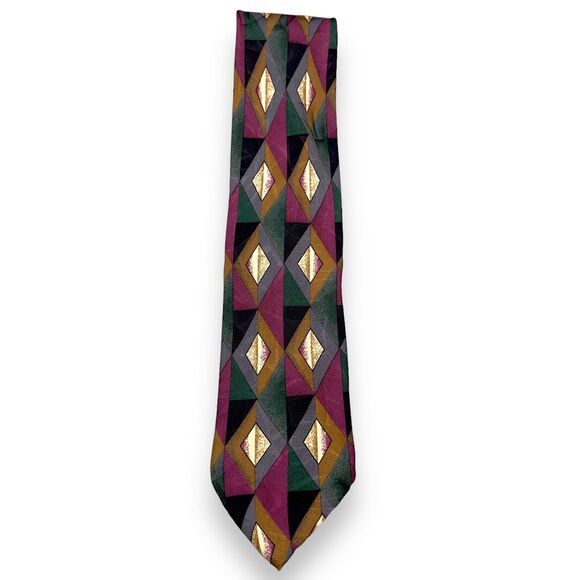 Stefano Milano Mens Silk Dress Tie Made in Italy Geometric Design 60"‎ 3.75" - Picture 4 of 10
